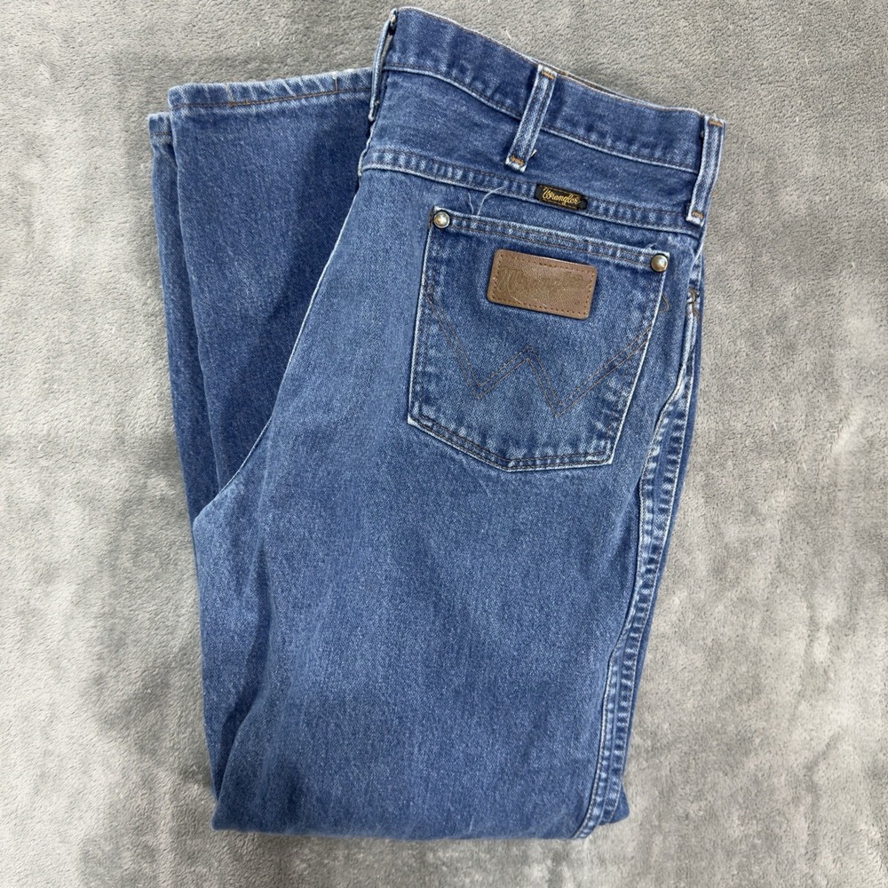 Wrangler Jeans Mens 36x30 Blue Denim Western Cowboy Cut Made in USA Vintage